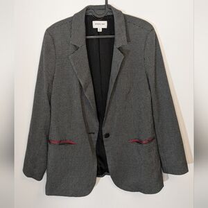 Highline Collective Houndstooth Blazer Black Grey Red Accent - Size 8 Academia